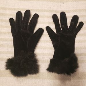 Faux Fur Black Gloves